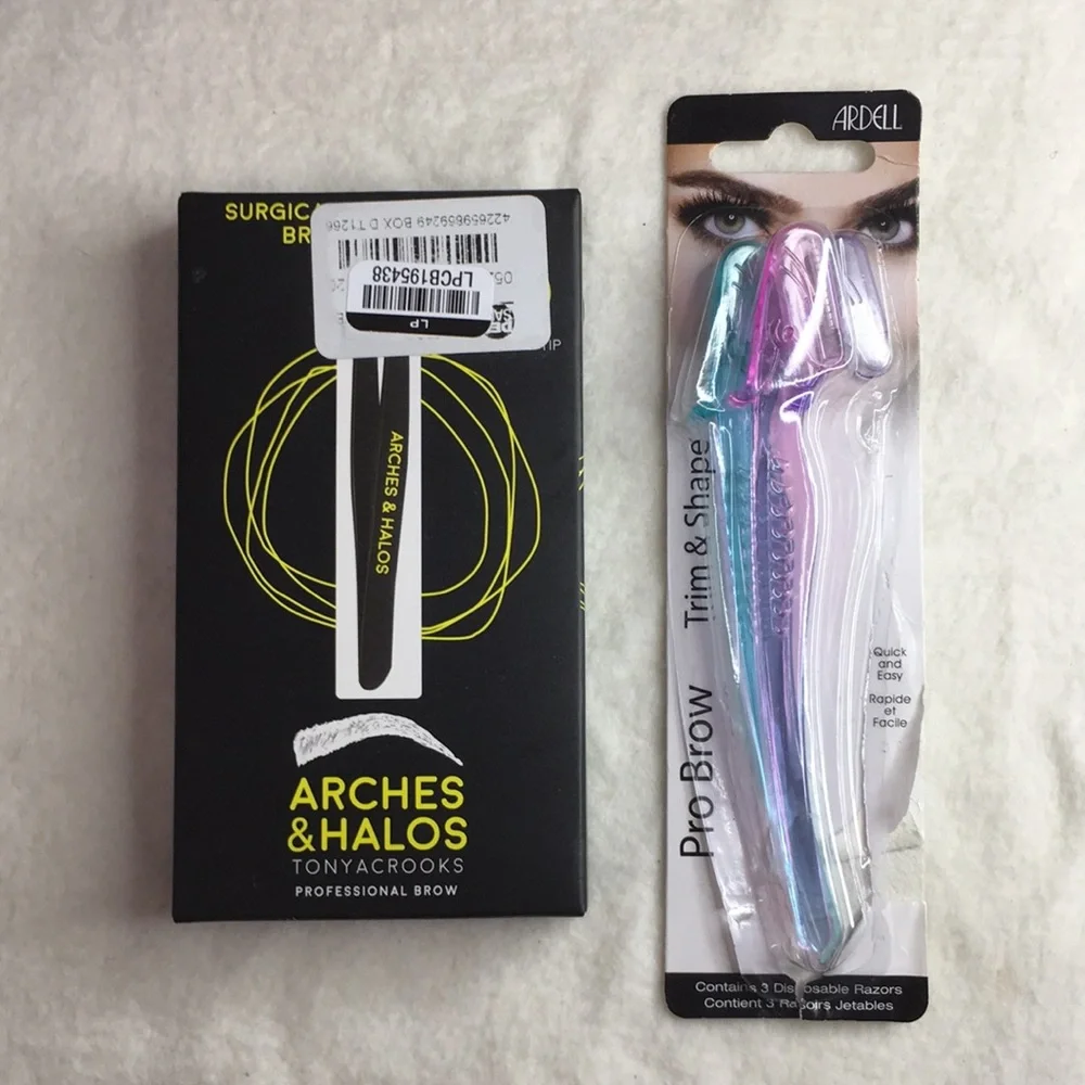 New Bundle Of 2 Arches & Halos Brow Tweezers & Ardell 3pk Trim & Shape